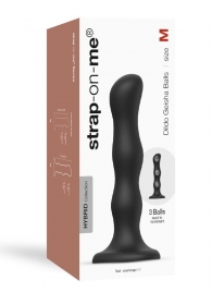 Черная насадка Strap-On-Me Dildo Geisha Balls size M - Strap-on-me - купить с доставкой в Мытищах