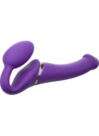 Фиолетовый безремневой вибрострапон Vibrating Bendable Strap-On - size L - Strap-on-me - купить с доставкой в Мытищах