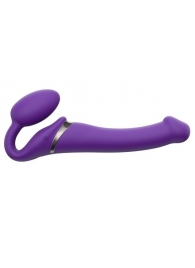 Фиолетовый безремневой вибрострапон Vibrating Bendable Strap-On - size L - Strap-on-me - купить с доставкой в Мытищах