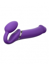 Фиолетовый безремневой вибрострапон Silicone Bendable Strap-On - size XL - Strap-on-me - купить с доставкой в Мытищах