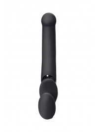 Черный безремневой вибрострапон Silicone Bendable Strap-On - size XL - Strap-on-me - купить с доставкой в Мытищах