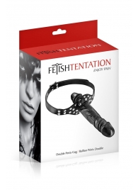 Черный кляп-фаллоимитатор Double Penis Gag - Fetish Tentation - купить с доставкой в Мытищах