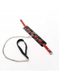 Черный ошейник с красным ремешком и поводком - Crazy Handmade - купить с доставкой в Мытищах