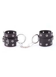 Черные кожаные наручники с люверсами - Crazy Handmade - купить с доставкой в Мытищах
