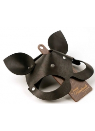 Черная кожаная маска  Кошка  с маленькими ушками - Crazy Handmade - купить с доставкой в Мытищах