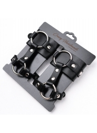 Черные наручники с креплением на кисть руки - Crazy Handmade - купить с доставкой в Мытищах