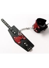Черные кожаные оковы с красными вставками - Crazy Handmade - купить с доставкой в Мытищах