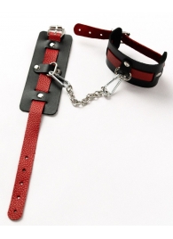 Черные оковы с красным декором и заклепками - Crazy Handmade - купить с доставкой в Мытищах