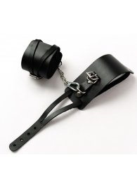 Черные кожаные оковы с креплением в виде веревочек - Crazy Handmade - купить с доставкой в Мытищах