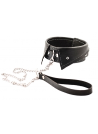 Черный ошейник-воротничок с металлическим поводком - Crazy Handmade - купить с доставкой в Мытищах