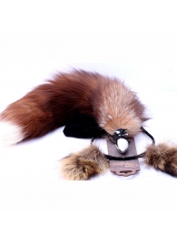 Игровой комплект: серебристая анальная пробка с пушистым хвостом и ободок-ушки - Crazy Handmade - купить с доставкой в Мытищах