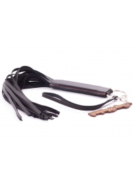 Черная кожаная плеть с удобной ручкой - 50 см. - Crazy Handmade - купить с доставкой в Мытищах