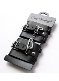 Черные кожаные наручники с ремешками - Crazy Handmade - купить с доставкой в Мытищах