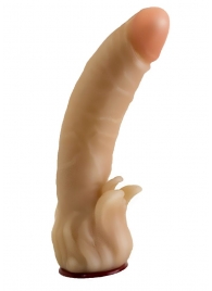 Телесная гелевая насадка-фаллос с клиторальными лепестками - 18,5 см. - LOVETOY (А-Полимер) - купить с доставкой в Мытищах