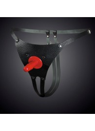 Чёрные кожаные универсальные трусики со штырьком для насадок - Sitabella - купить с доставкой в Мытищах