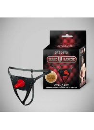 Черные кожаные универсальные трусики со штырьком для насадок и вырезом - Sitabella - купить с доставкой в Мытищах