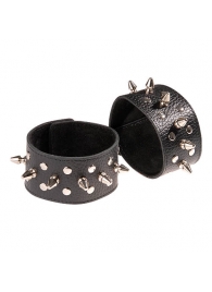 Чёрные напульсники с шипами и заклепками - Sitabella - купить с доставкой в Мытищах