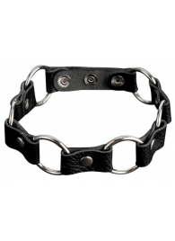 Кожаный черный ошейник с кольцами - Sitabella - купить с доставкой в Мытищах