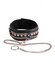 Чёрный ошейник с цепочками и поводком - Sitabella - купить с доставкой в Мытищах