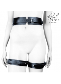 Черный кожаный пояс с гартерами - S-M - Notabu - купить с доставкой в Мытищах