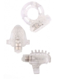 Набор из 3 прозрачных эрекционных колец с вибрацией Teasers Ring Kit - Chisa - в Мытищах купить с доставкой