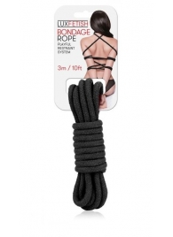 Черная хлопковая веревка для связывания - 3 м. - Lux Fetish - купить с доставкой в Мытищах