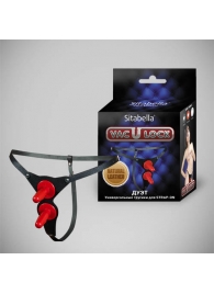 Чёрные кожаные трусики с двумя штырьками для насадок - Sitabella - купить с доставкой в Мытищах