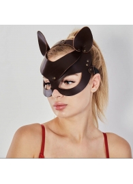 Коричневая кожаная маска  Кошечка - Sitabella - купить с доставкой в Мытищах
