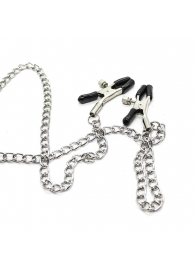 Зажимы для сосков с ремешком и кольцом для пениса - Notabu - купить с доставкой в Мытищах