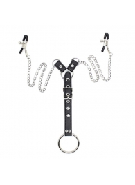 Зажимы для сосков с ремешком и кольцом для пениса - Notabu - купить с доставкой в Мытищах