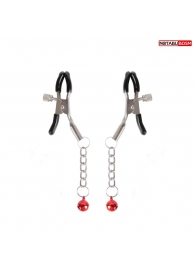 Серебристые зажимы на соски с шариками на цепочках - Notabu - купить с доставкой в Мытищах