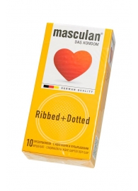 Презервативы с колечками и пупырышками Masculan Ribbed+Dotted - 10 шт. - Masculan - купить с доставкой в Мытищах