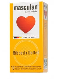 Презервативы с колечками и пупырышками Masculan Ribbed+Dotted - 10 шт. - Masculan - купить с доставкой в Мытищах