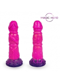Розовый рельефный фантазийный фаллоимитатор - 20 см. - Bior toys - купить с доставкой в Мытищах