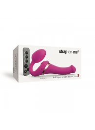 Ярко-розовый безремневой страпон Multi Orgasm Size S с клиторальной стимуляцией - Strap-on-me - купить с доставкой в Мытищах