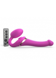 Ярко-розовый безремневой страпон Multi Orgasm Size S с клиторальной стимуляцией - Strap-on-me - купить с доставкой в Мытищах