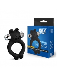 Черное силиконовое эрекционное виброкольцо Sex Expert - Sex Expert - в Мытищах купить с доставкой