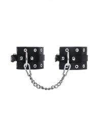 Черные кожаные однослойные оковы с люверсами - Pecado - купить с доставкой в Мытищах