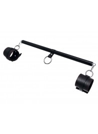 Черная распорка для ног с кожаными манжетами - Pecado - купить с доставкой в Мытищах