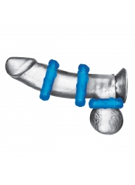 Комплект из трех голубых эрекционных колец 3-Pack Ribbed Rider Cock Ring Set - BlueLine - в Мытищах купить с доставкой