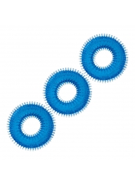 Комплект из трех голубых колец для эрекции 3-Pack Ultra-Stim Stretch Cock Rings - BlueLine - в Мытищах купить с доставкой