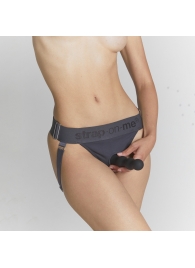 Серые трусики для фиксации насадок Strap-on-me Harness Lingerie Unique - Strap-on-me - купить с доставкой в Мытищах