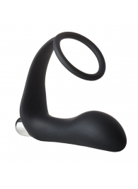 Черное эрекционное кольцо с вибропробкой Vibrating Anal Plug With Cockring - Dream Toys - в Мытищах купить с доставкой