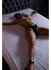 Черный кожаный набор фиксации на кровати Sex Game - БДСМ Арсенал - купить с доставкой в Мытищах