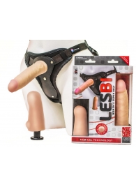 Телесный страпон Harness LESBI с вагинальной пробкой - 16,5 см. - LOVETOY (А-Полимер) - купить с доставкой в Мытищах
