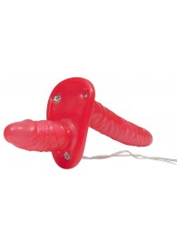 Красный женский страпон с вагинальной пробкой Bad Kitty - 18 см. - Orion - купить с доставкой в Мытищах