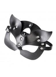 Черная кожаная рельефная маска кошки - Pecado - купить с доставкой в Мытищах