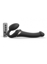 Черный безремневой страпон Multi Orgasm Size M с клиторальной стимуляцией - Strap-on-me - купить с доставкой в Мытищах