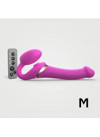 Ярко-розовый безремневой страпон Multi Orgasm Size M с клиторальной стимуляцией - Strap-on-me - купить с доставкой в Мытищах