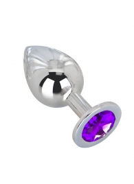 Большой плаг из стали с фиолетовым кристаллом Violet Dream - 9,5 см. - Erotic Fantasy - купить с доставкой в Мытищах